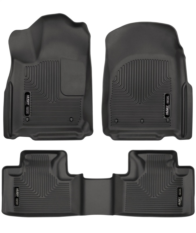 Dodge Durango Floor Liners - Front + 2nd Seat - Husky Liners - Weatherbeater - Black - `16-`22